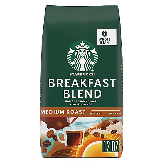 slide 1 of 1, Starbucks Breakfast Blend 100% Arabica Medium Roast Whole Bean Coffee Bag - 12 Oz, 12 oz