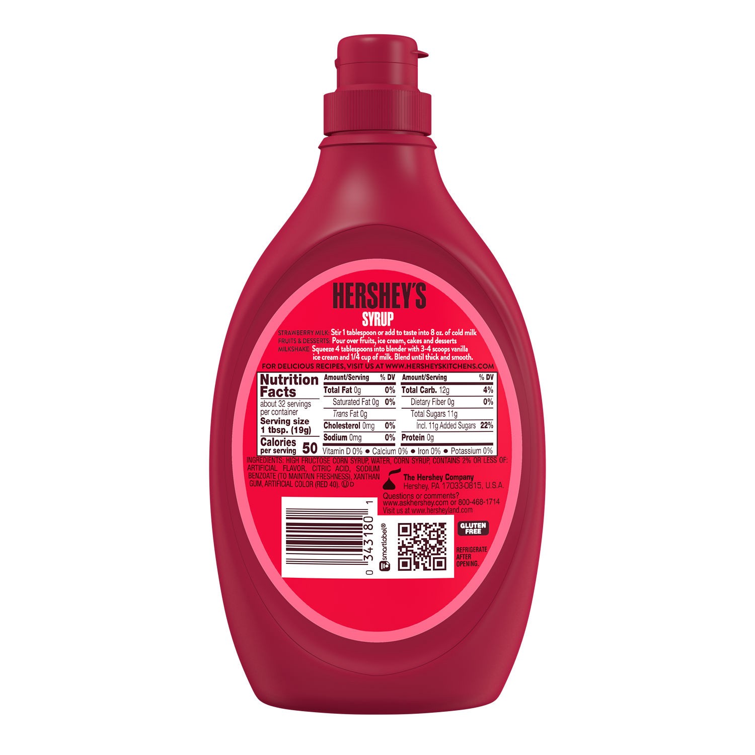slide 3 of 3, Hershey's Strawberry Syrup In Bottle - 22 Oz, 22 oz