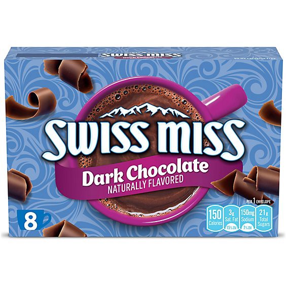 slide 1 of 3, Swiss Miss Dark Chocolate Flavored Hot Cocoa Mix - 8-1.25 Oz, 8 ct; 1.25o