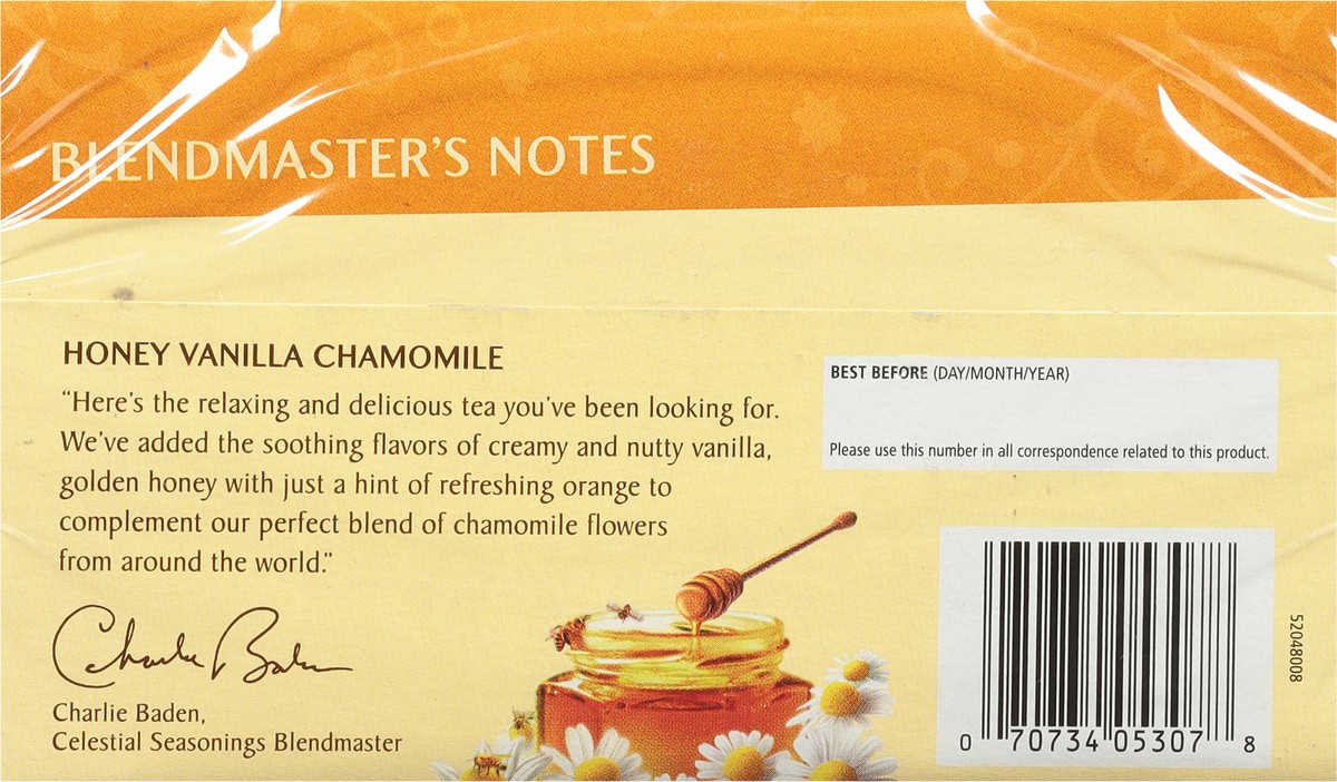 slide 8 of 11, Celestial Seasonings Herbal Tea Bags Caffeine Free Honey Vanilla Chamomile 20 Count - 1.7 Oz, 20 ct