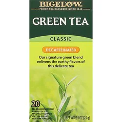 Bigelow Green Tea Bags Classic Decaffeinated 20 Count - 0.91 Oz