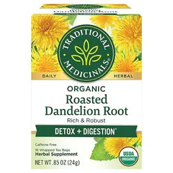 Traditional Medicinals Organic Roasted Dandelion Root Herbal Tea Bags - 16 Count
