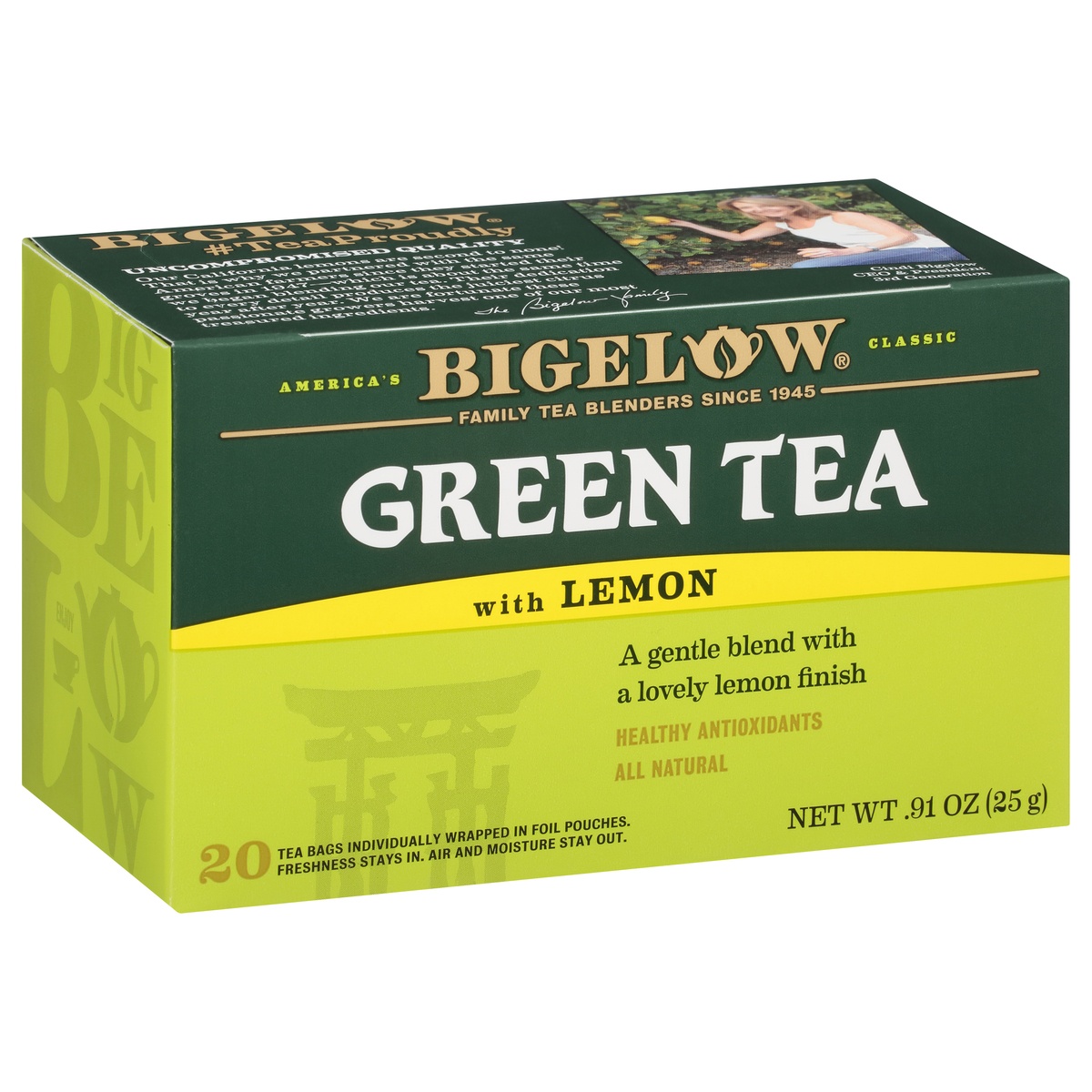 slide 2 of 9, Bigelow Green Tea With Lemon, 0.91 oz