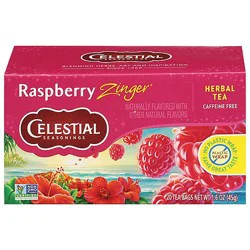 Celestial Seasonings Herbal Tea Bags Caffeine Free Raspberry Zinger 20 Count - 1.6 Oz