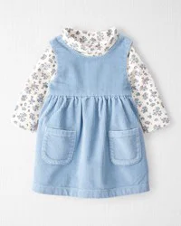 Littleplanet Baby Girl 2-Piece Organic Cotton Jumper Set Newport Blue, BlueMist Bloom 6M