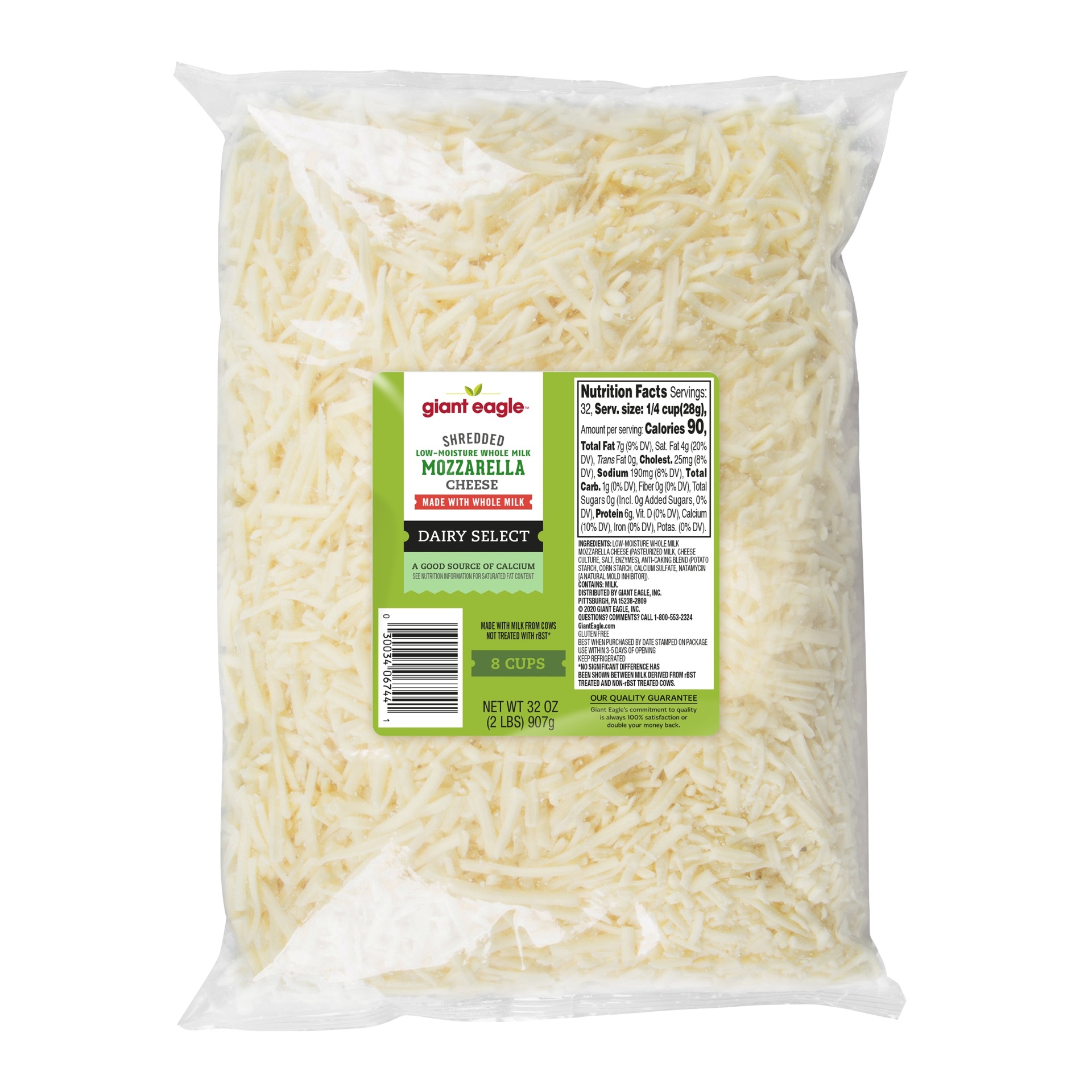 slide 1 of 1, Giant Eagle Whole Milk Low-Moisture Shredded Mozzarella Cheese, 32 oz