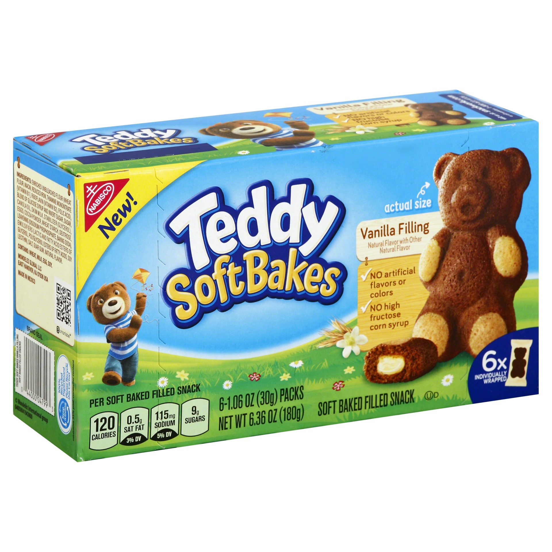 slide 1 of 1, Teddy Grahams Soft Bakes Snacks Vanilla Filling, 6 ct; 1.06 oz