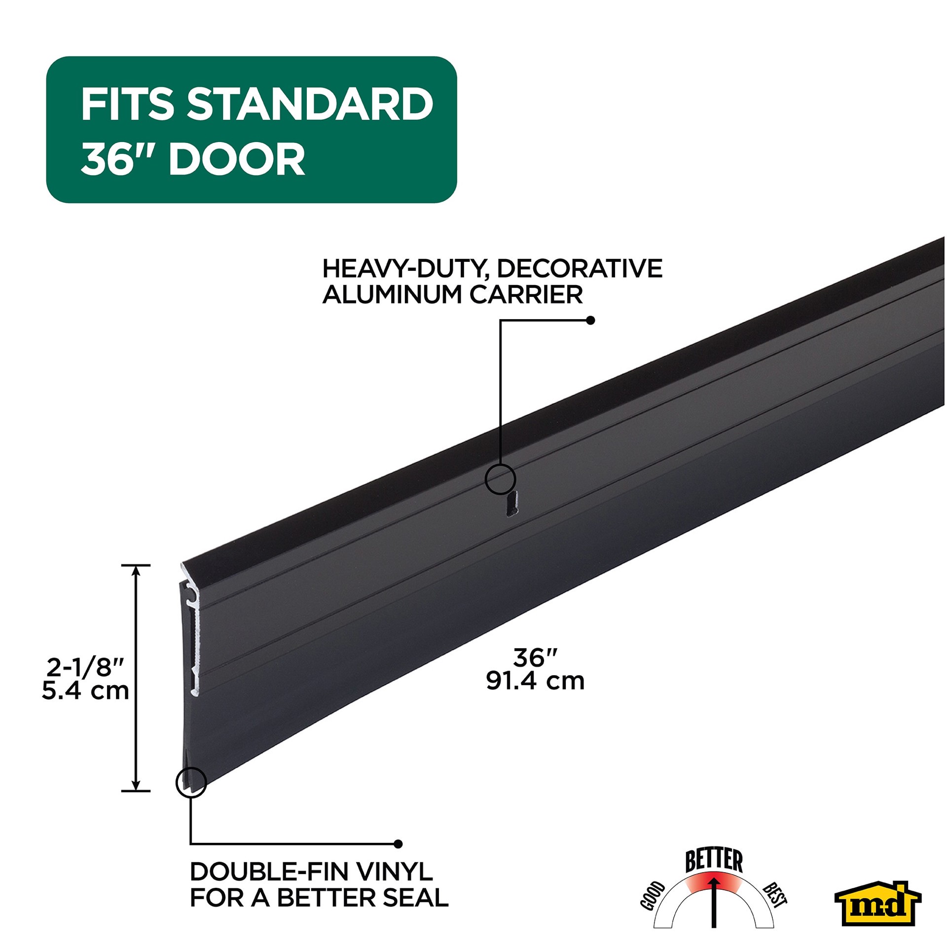 slide 2 of 6, M-D 36-in Bronze Door Sweep (Install with Screws), 1 ct