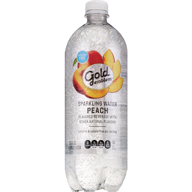 slide 1 of 1, Gold Emblem Sparkling Water Peach (1 Liter), 1 ct