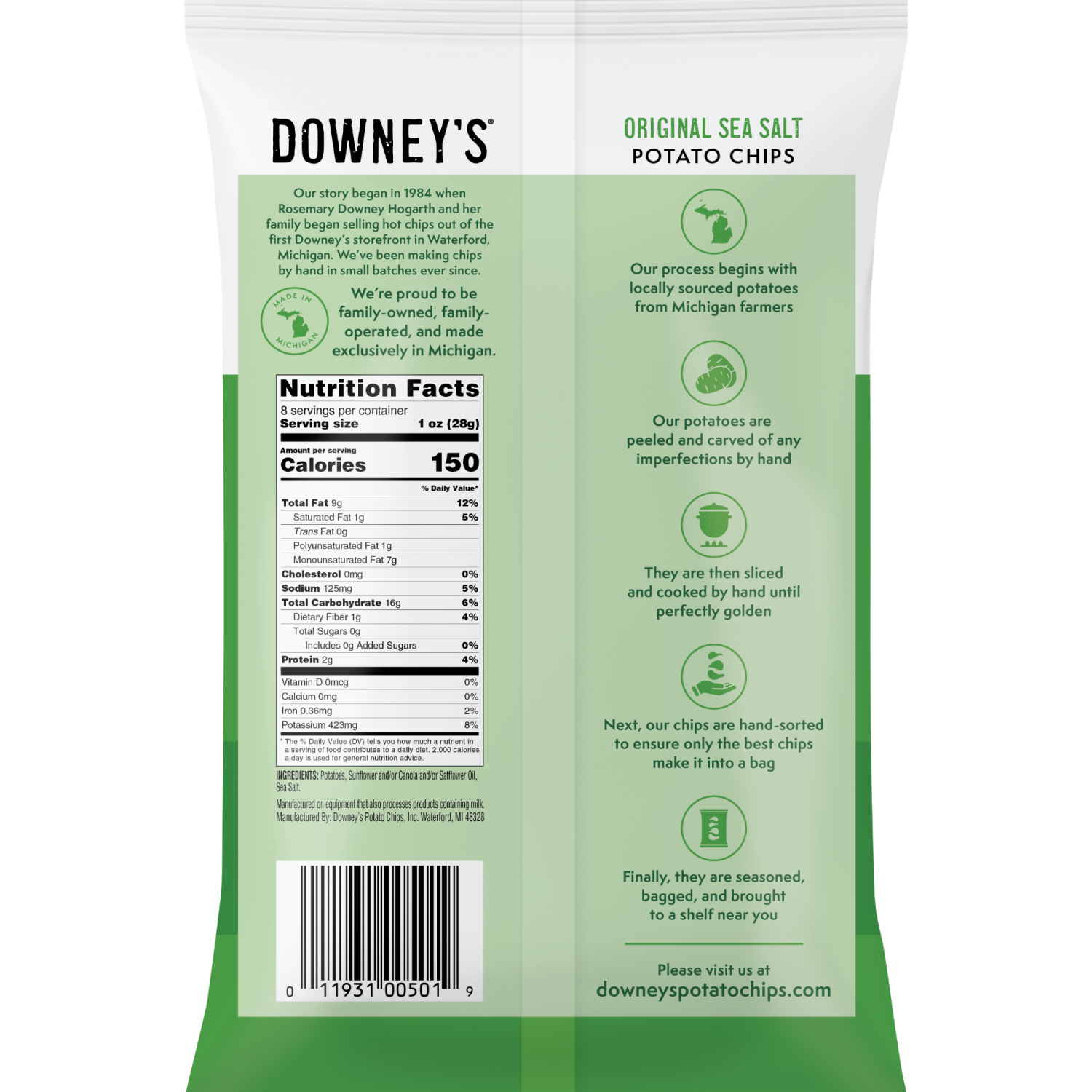 slide 2 of 2, Downey's Regular Potato Chips, 8 oz