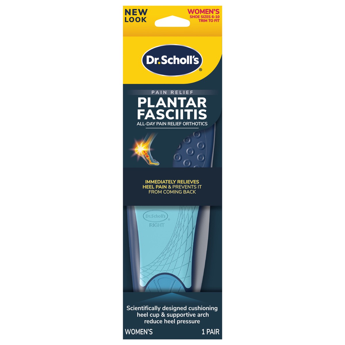 slide 1 of 3, Dr. Scholl's Dr. Scholl’s Plantar Fasciitis Pain Relief Orthotics Scientifically Designed to Relieve Pain of Plantar Fasciitis, Cut to Fit Inserts: Women's Size 6-10, 1 Pair, 1 pair
