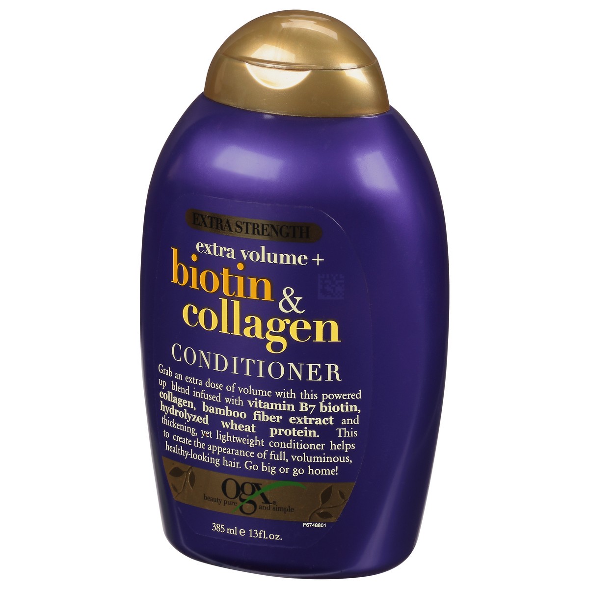 slide 7 of 9, OGX Thick & Full + Biotin & Collagen Extra Strength Volumizing Conditioner with Vitamin B7 & Hydrolyzed Wheat Protein for Fine Hair. Sulfate-Free Surfactants for Thicker, Fuller Hair, 13 Fl Oz, 13 oz