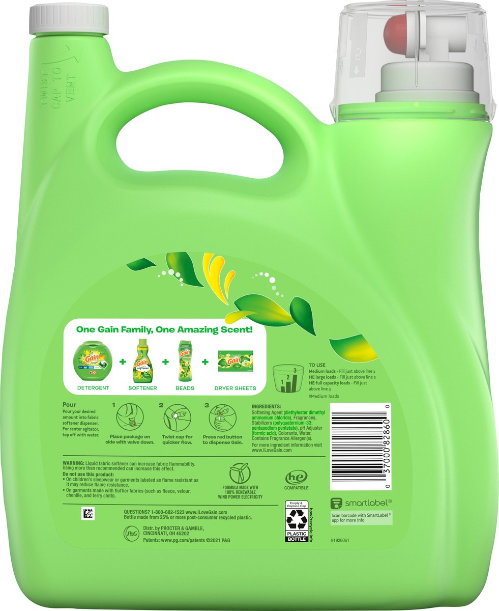 slide 3 of 8, Gain Fabric Softener, Original Scent, 164 fl oz, 190 Loads, HE Compatible, 164 fl oz