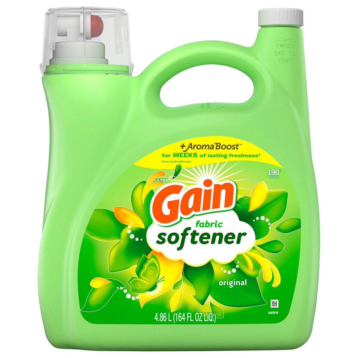 slide 6 of 8, Gain Fabric Softener, Original Scent, 164 fl oz, 190 Loads, HE Compatible, 164 fl oz