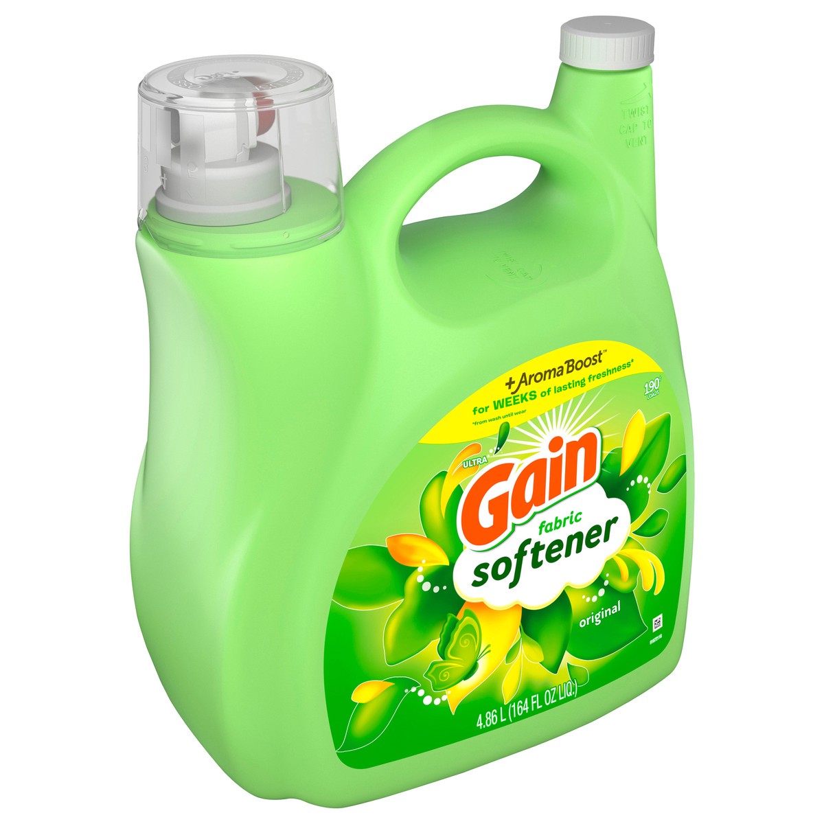 slide 8 of 8, Gain Fabric Softener, Original Scent, 164 fl oz, 190 Loads, HE Compatible, 164 fl oz