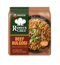 Nongshim Ramyun Chef Bulgogi Stir Fry Noodles with Sauce, 4 ct / 4.51 oz