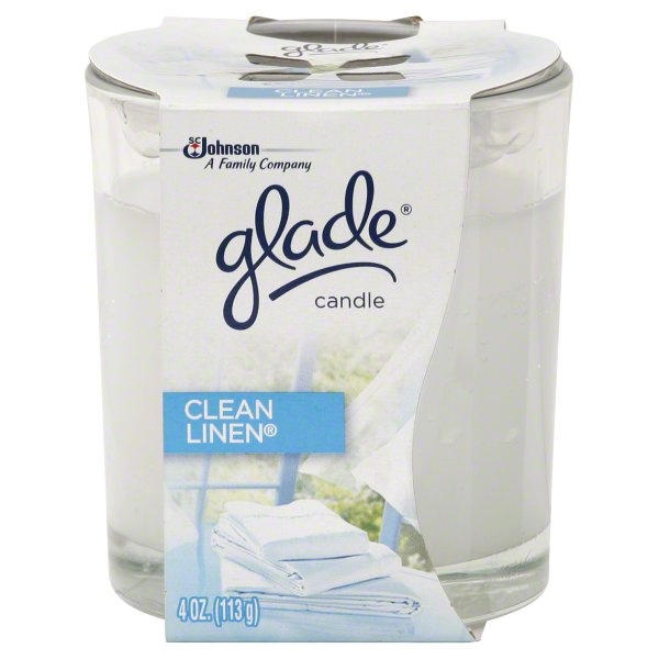 slide 1 of 1, Glade Clean Linen Candle, 4 oz; 113 gram