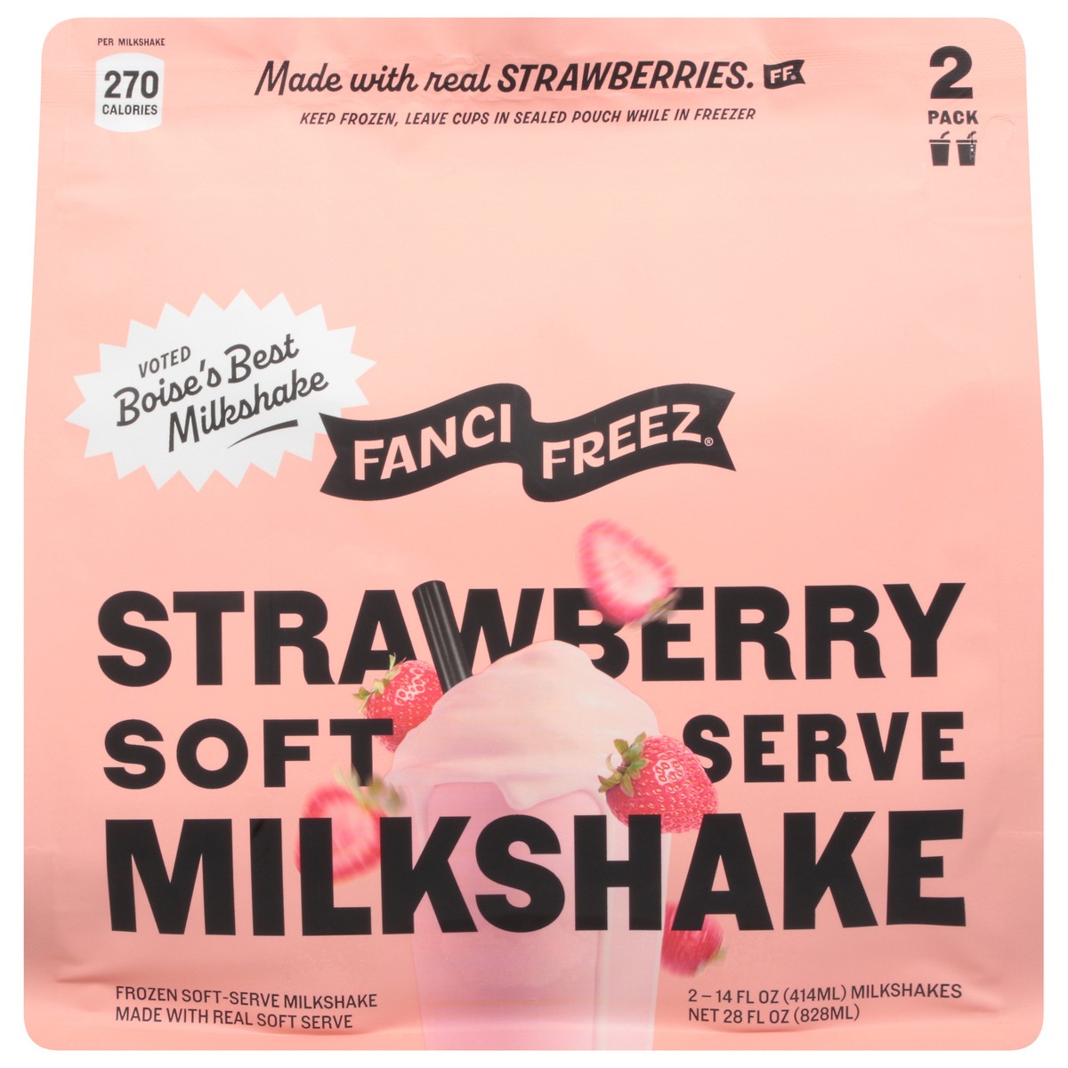 slide 4 of 4, Fanci Freez Milkshake Strawberry - 2-14 FZ, 28 fl oz