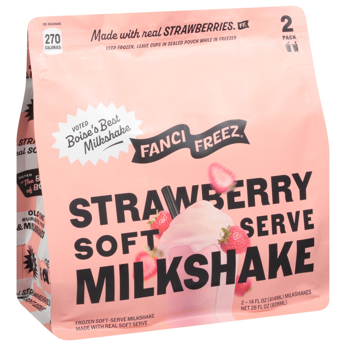 slide 2 of 4, Fanci Freez Milkshake Strawberry - 2-14 FZ, 28 fl oz