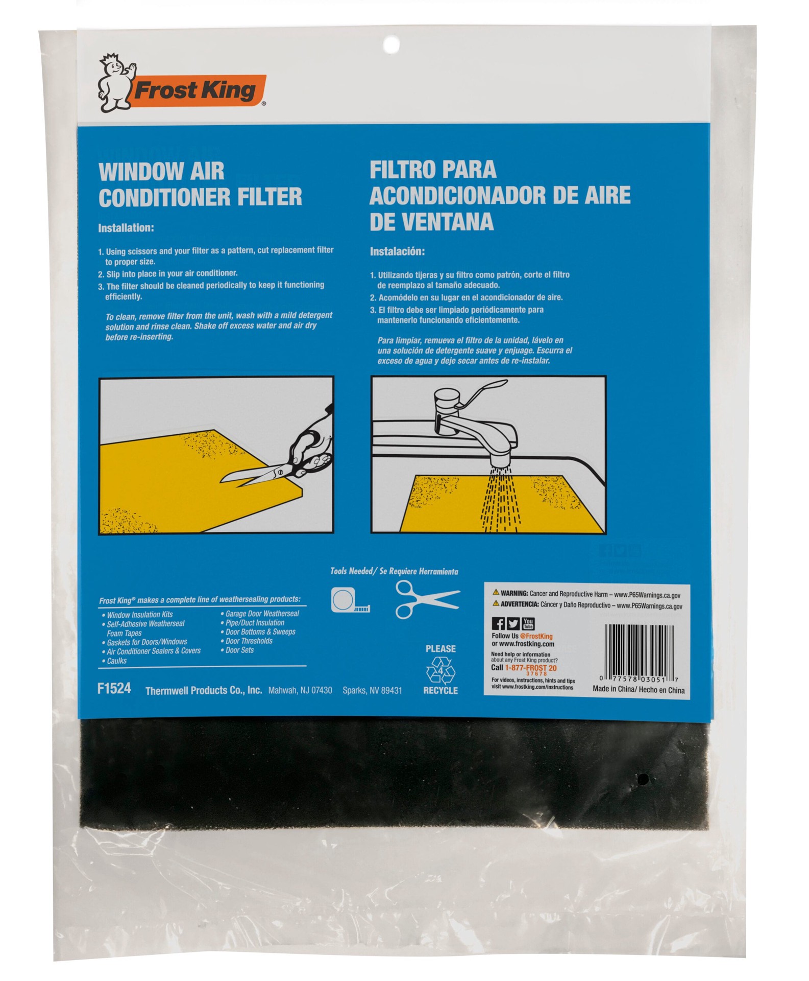 slide 6 of 6, Frost King 15 x 24 x 1 Washable MERV Cut to fit Air Filter, 1 ct