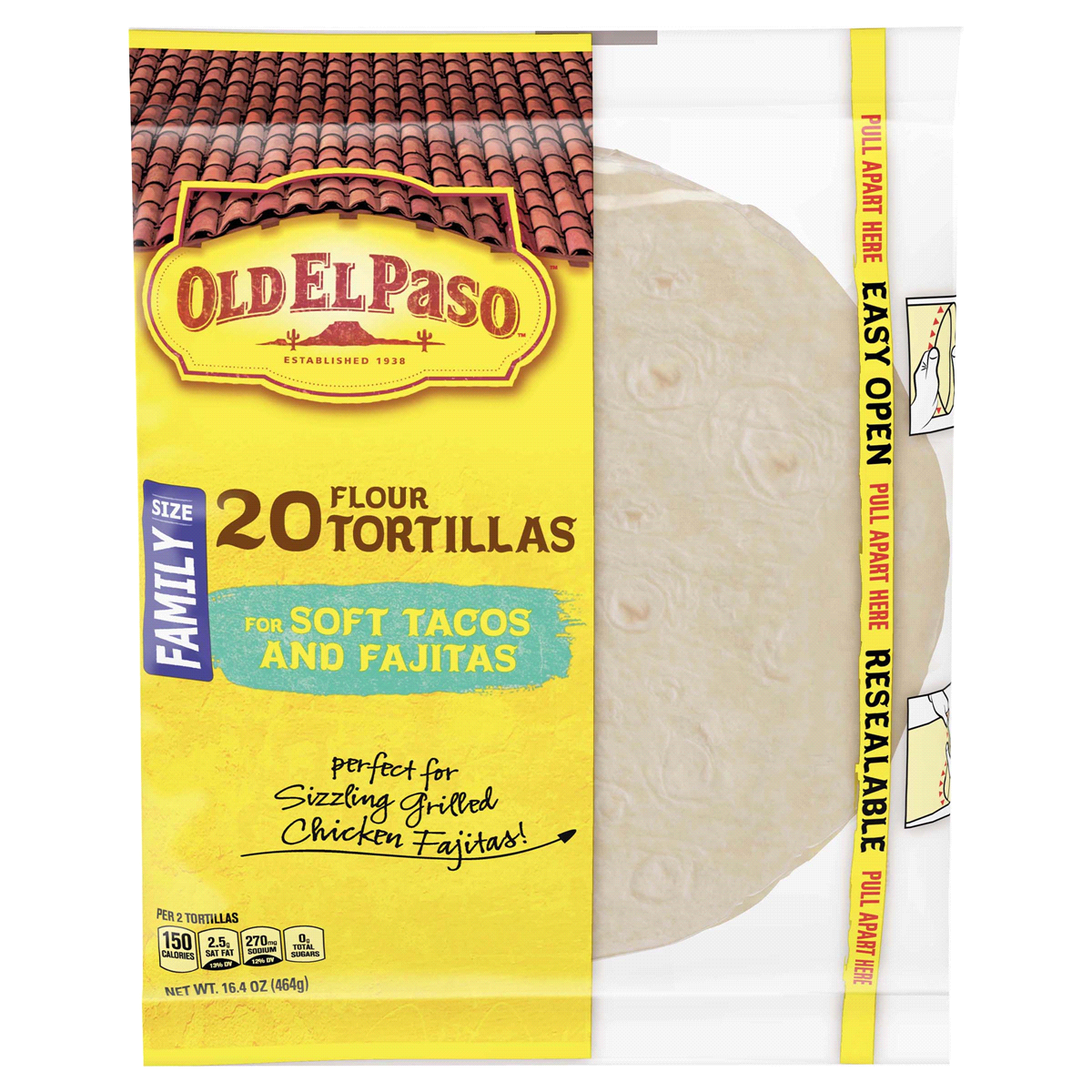 slide 1 of 1, Old El Paso Flour Tortillas, For Soft Tacos And Fajitas, Family Size, 16.4 oz