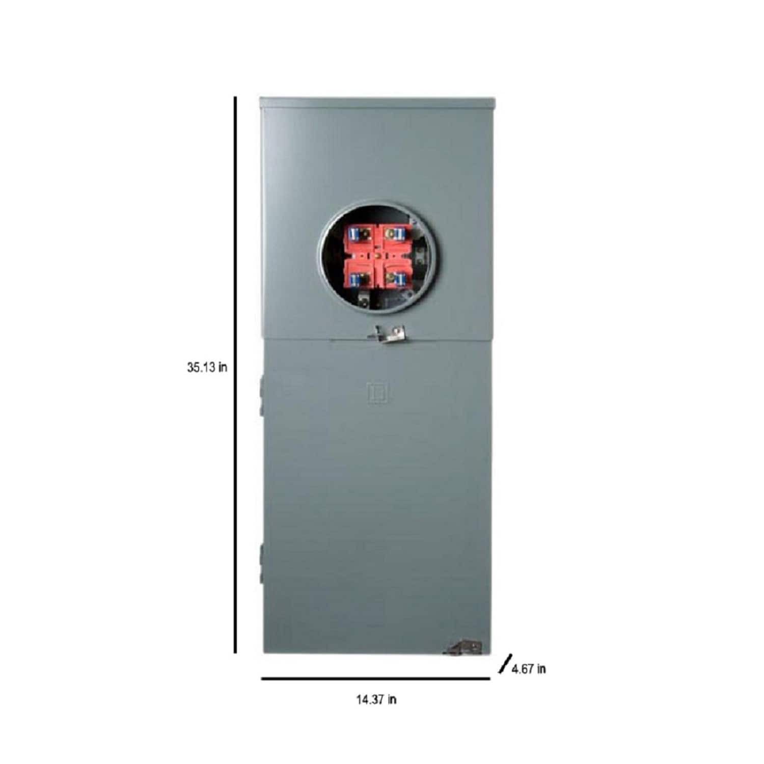 slide 4 of 5, Square D Homeline Ringless Overhead/Underground 200 -Amp 8 -Spaces 16 -Circuit Outdoor Main Breaker Meter Combo Load Center, 1 ct