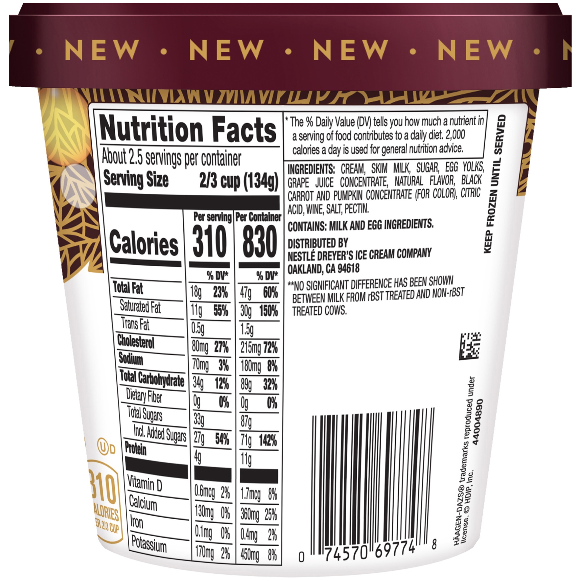 slide 4 of 7, Häagen-Dazs Spirits Rose & Cream Ice Cream, 14 fl oz