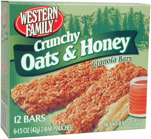 slide 1 of 1, Western Family Crunch Granola Oat Honey Bar, 8.9 oz