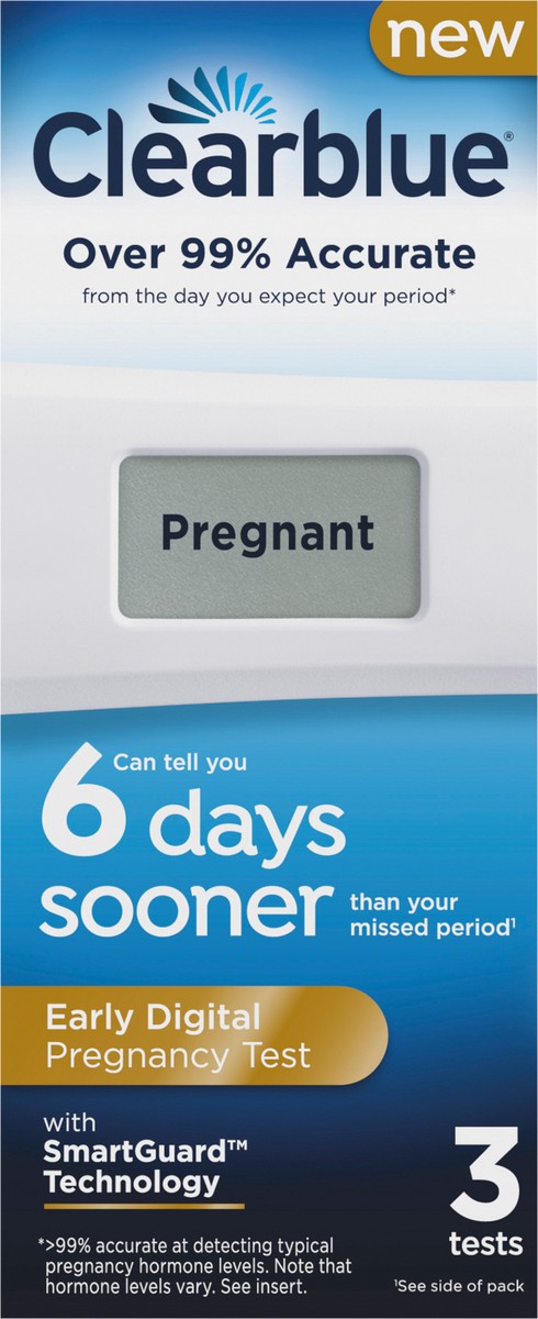 slide 5 of 5, Clearblue Early Digital Pregnancy Test, Early Detection at Home Pregnancy Test, 3 Ct, 3 ct