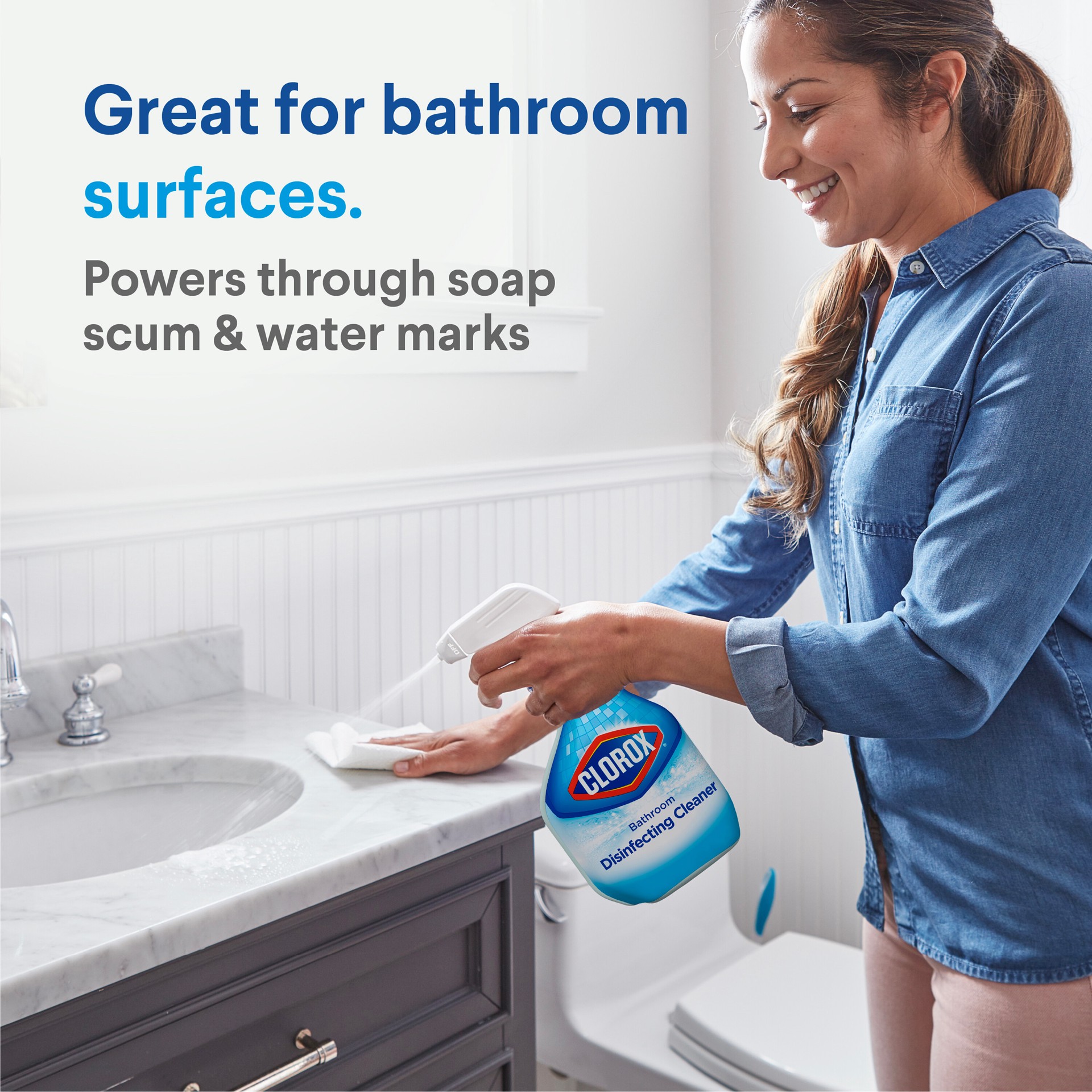 slide 2 of 5, Clorox Disinfecting Bathroom Bleach-free Cleaner, 30 fl oz
