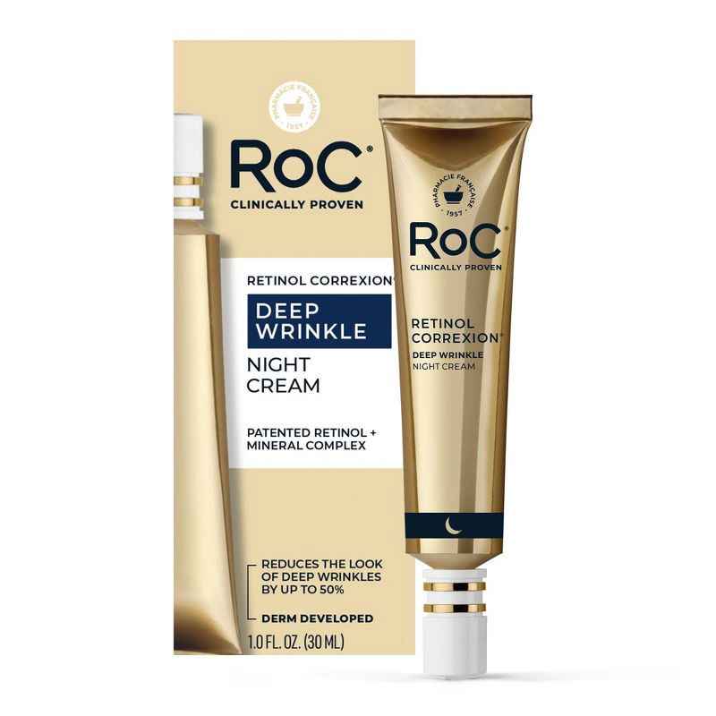 slide 2 of 10, RoC Retinol Anti-Aging + Firming Night Face Moisturizer - 1 fl oz, 1 fl oz