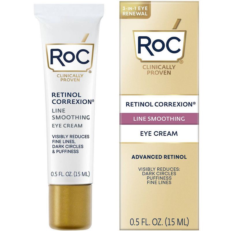 slide 2 of 9, RoC Retinol Correxion Line Smoothing Anti-Aging Wrinkle Eye Cream for Dark Circles & Puffy Eyes - 0.5 fl oz, 0.5 fl oz