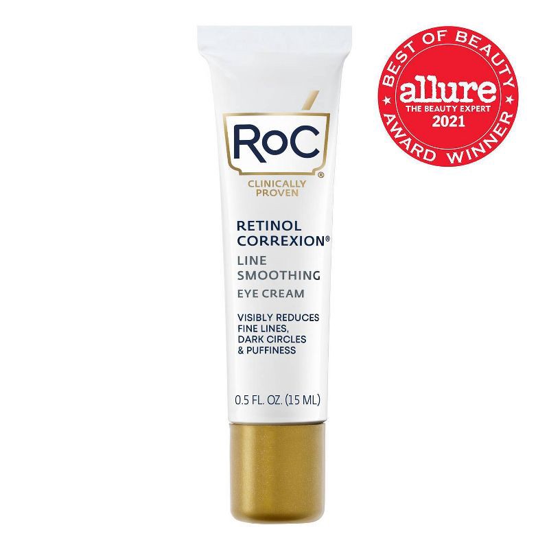 slide 5 of 11, RoC Retinol Correxion Line Smoothing Anti-Aging Wrinkle Eye Cream for Dark Circles & Puffy Eyes - 0.5 fl oz, 0.5 fl oz