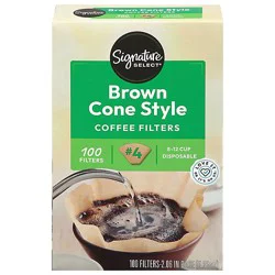Signature Select Coffee Filters Cone Style No. 4 Brown 8-12 Cup - 100 Count