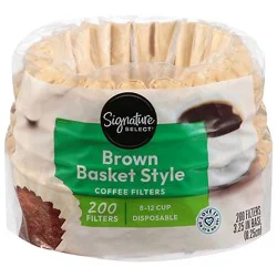 Signature Select Coffee Filters Basket Style Brown 8-12 Cup - 200 Count