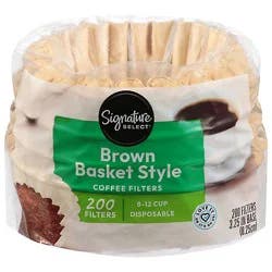 Signature Select Coffee Filters Basket Style Brown 8-12 Cup - 200 Count