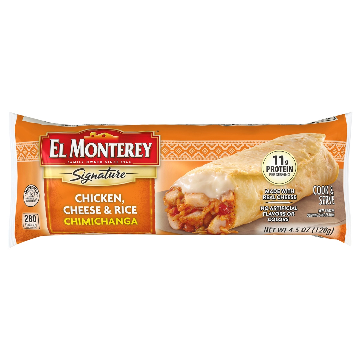 slide 1 of 9, El Monterey Signature Chimichanga Chicken & Monterey Jack Cheese, 5 oz