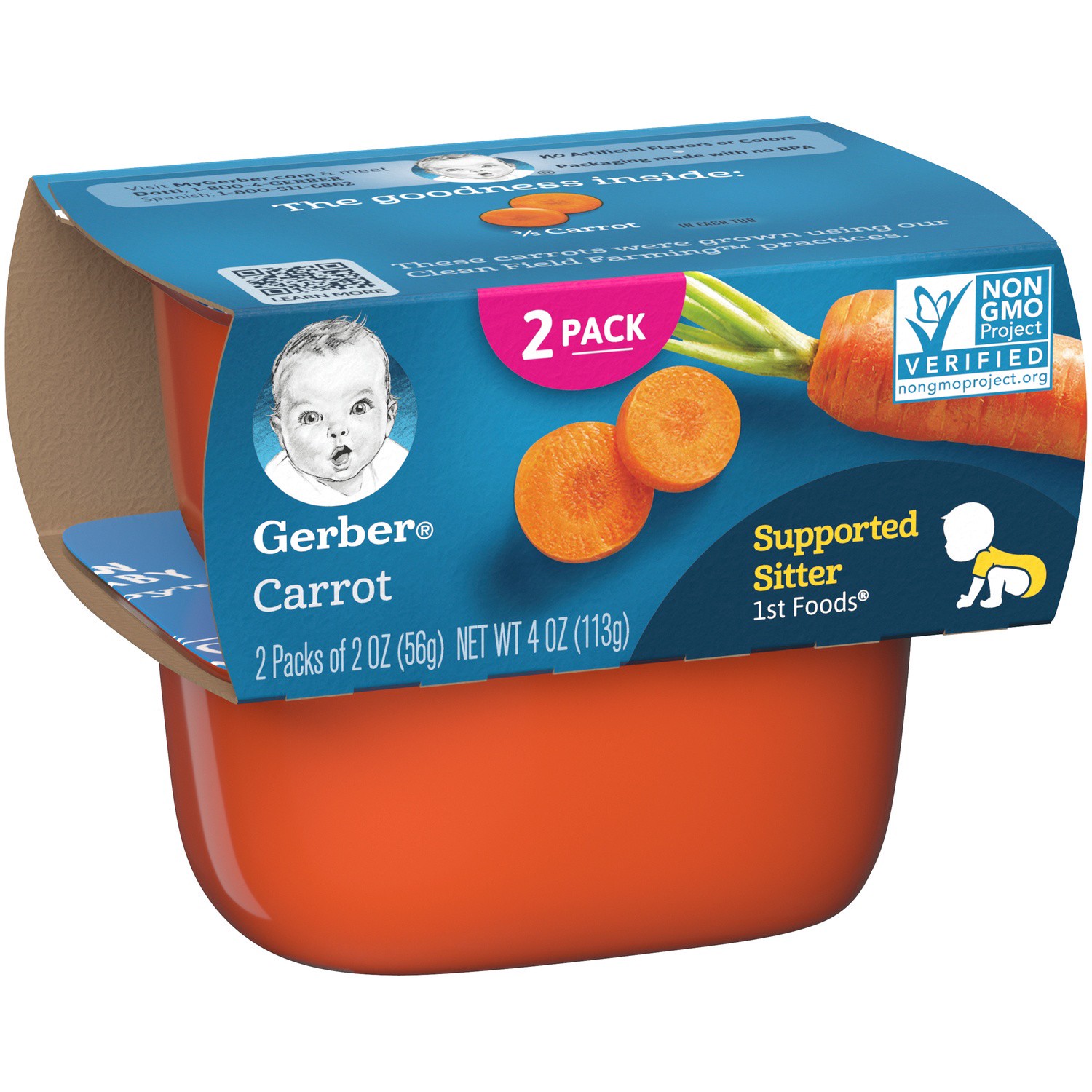 slide 3 of 8, Gerber 1st Foods Carrot, 2 ct; 2 oz