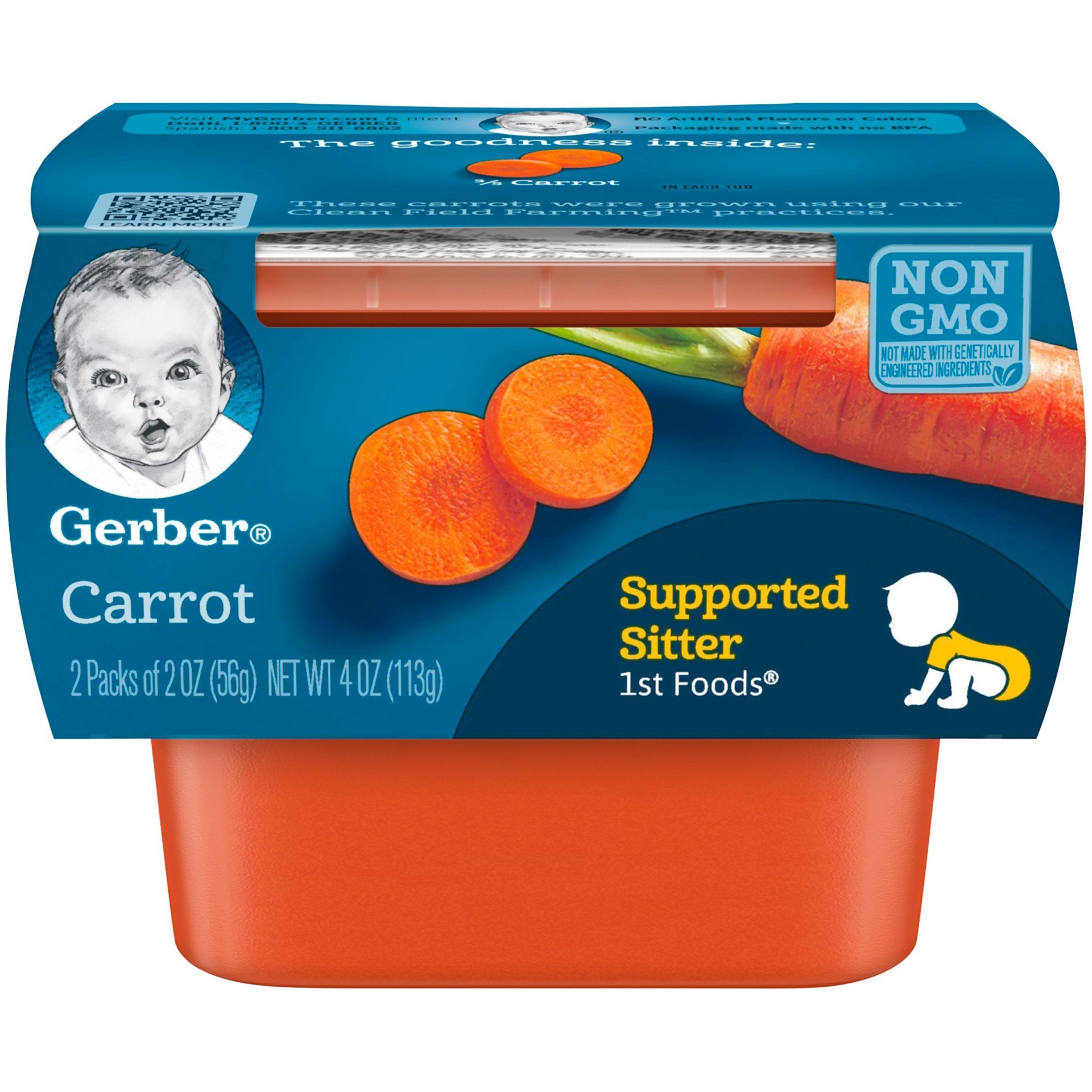 slide 1 of 8, Gerber 1st Foods Carrot, 2 ct; 2 oz