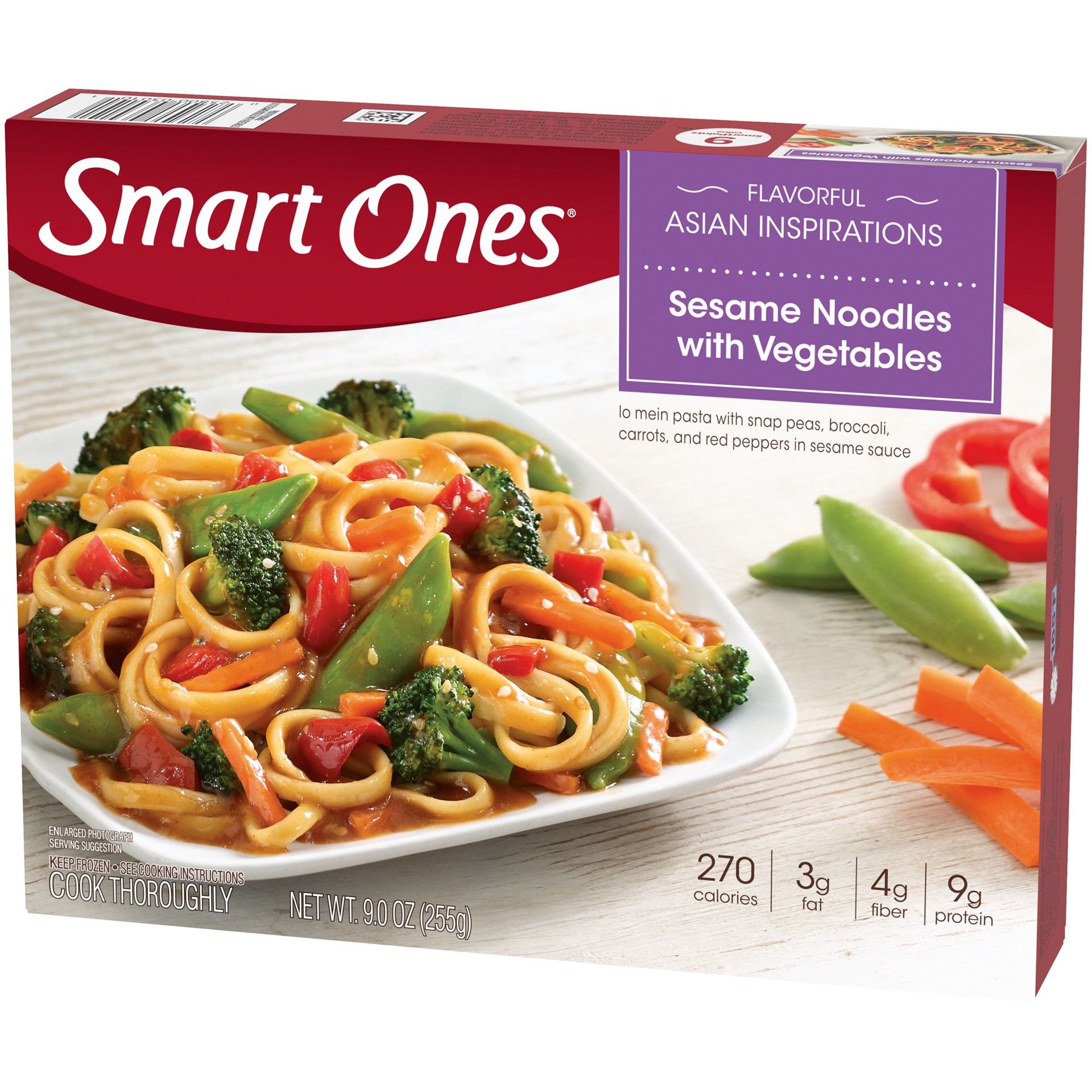 slide 2 of 5, Smart Ones Sesame Lo Mein with Vegetables Frozen Dinner, 9 oz Box, 9 oz