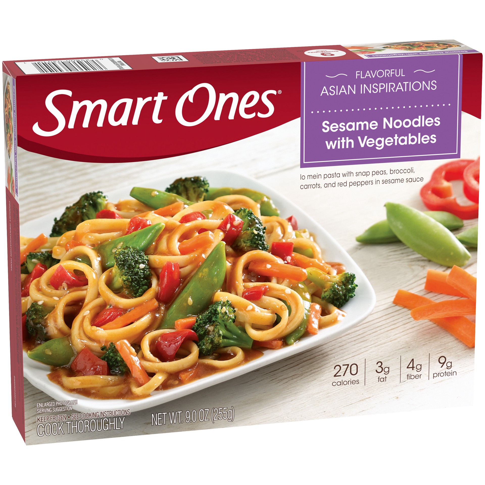 slide 4 of 5, Smart Ones Sesame Lo Mein with Vegetables Frozen Dinner, 9 oz Box, 9 oz