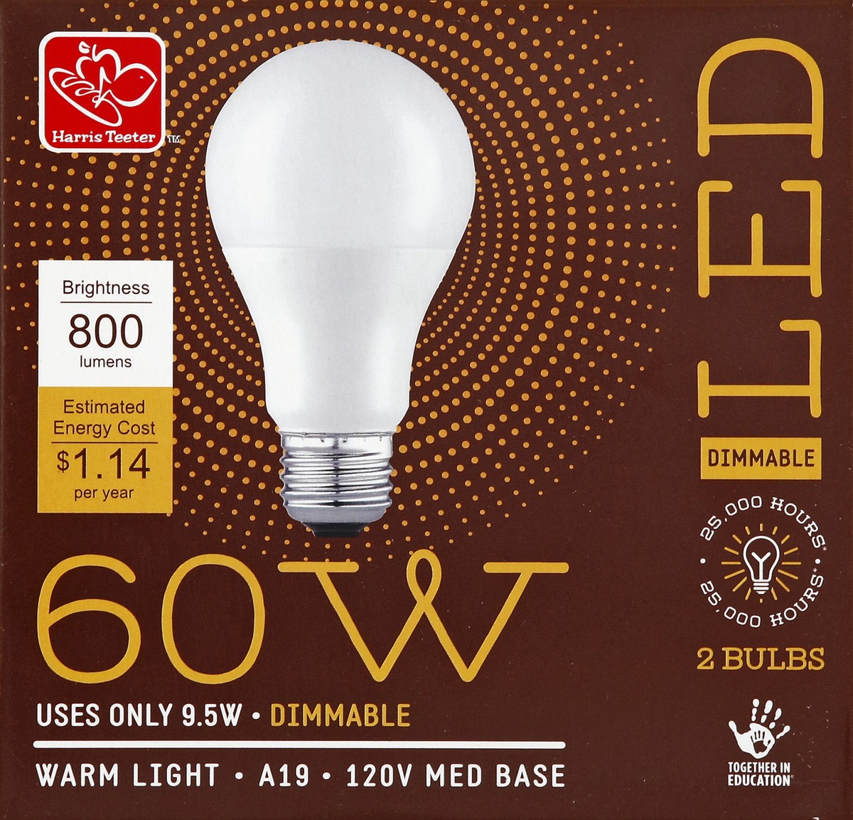 slide 1 of 5, Harris Teeter 60W Eq8.5W 800 Lumens Dim, 2 ct