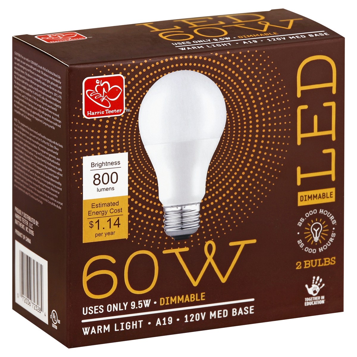 slide 4 of 5, Harris Teeter 60W Eq8.5W 800 Lumens Dim, 2 ct