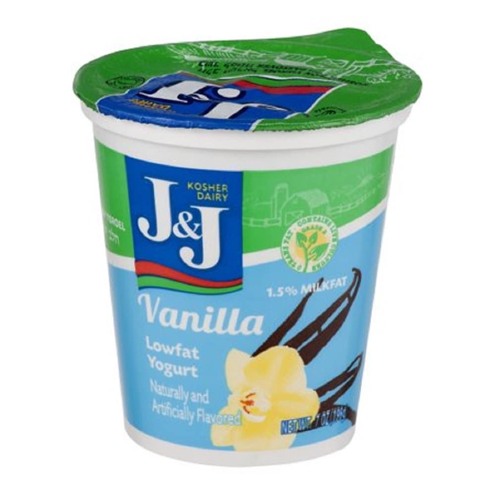 slide 1 of 3, J&J Vanilla Lowfat Yogurt, 7 oz