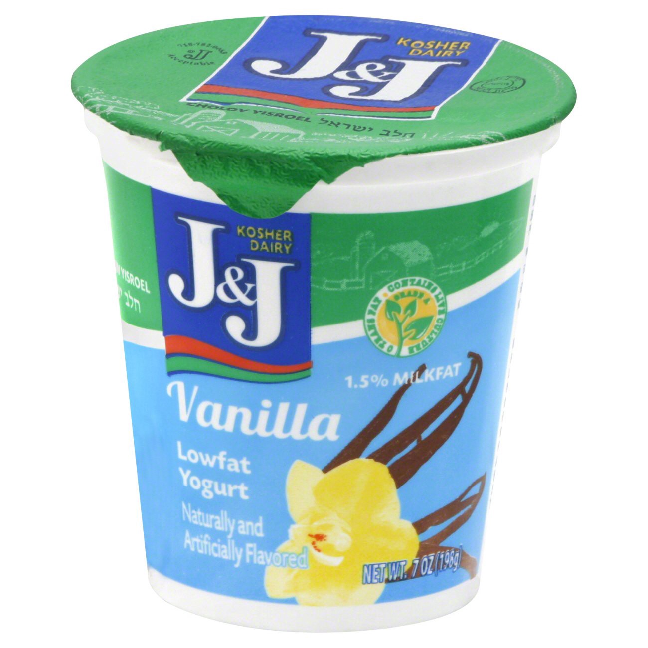 slide 1 of 3, J&J Vanilla Lowfat Yogurt, 7 oz