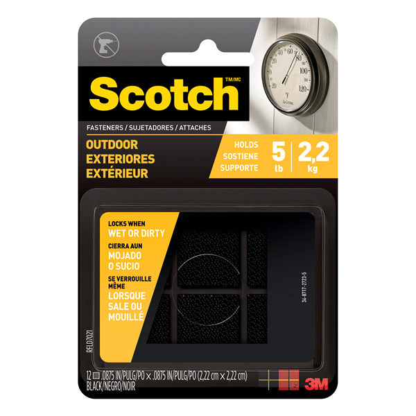 slide 1 of 1, Scotch Outdoor Fasteners , Black, 5 lb Hold, 1 ct