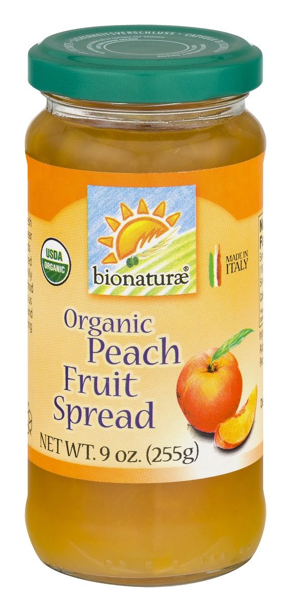 slide 1 of 1, bionaturae Organic Peach Jelly, 9 oz