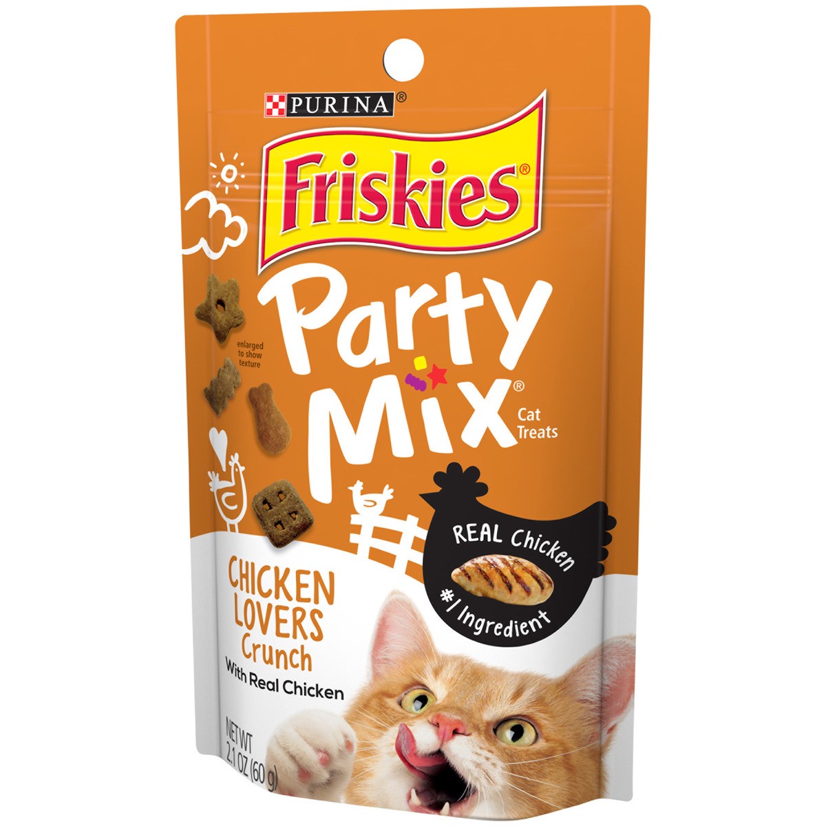 slide 4 of 11, Friskies Party Mix Chicken Lovers Crunch Cat Treats, 2.1 oz