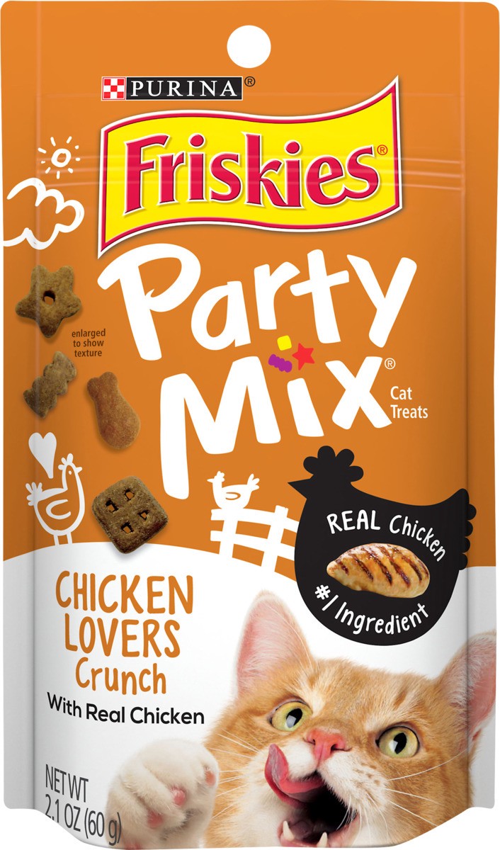 slide 10 of 11, Friskies Party Mix Chicken Lovers Crunch Cat Treats, 2.1 oz