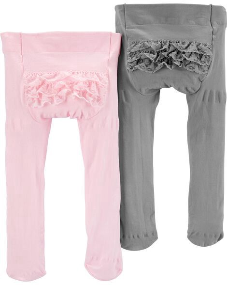 slide 1 of 1, Carter's Carters Baby 2-Pack Tights Pink/Grey 6-12, 1 ct